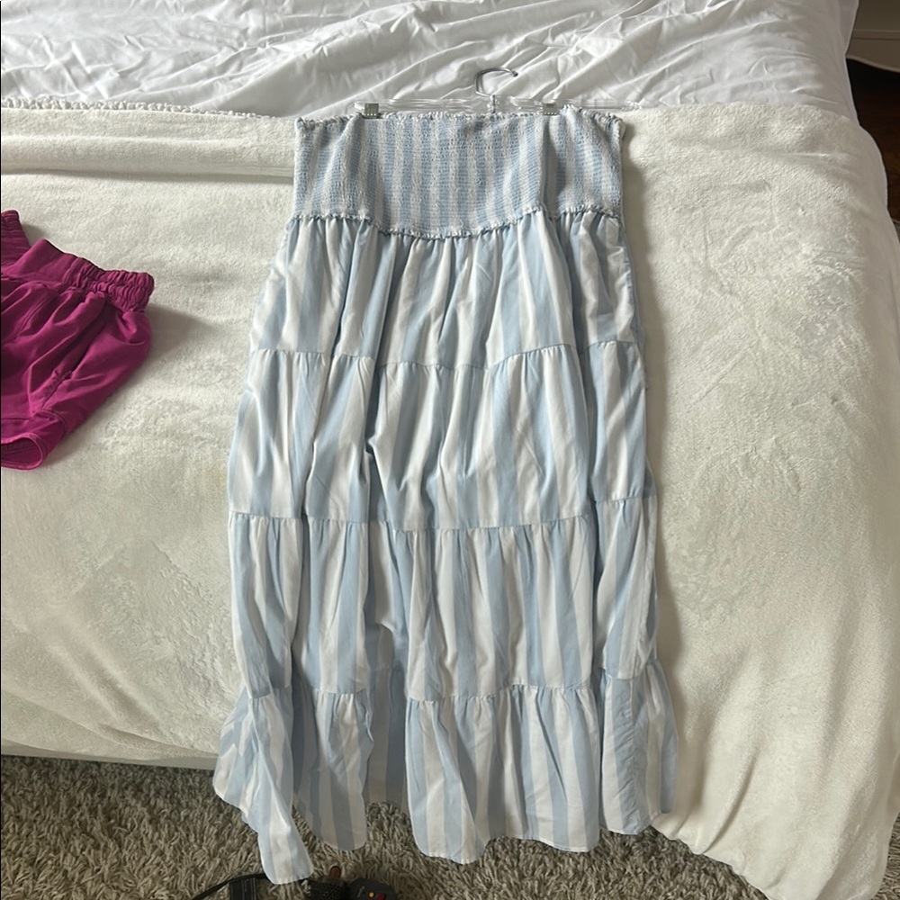 Blue and White Striped Women's Skirt